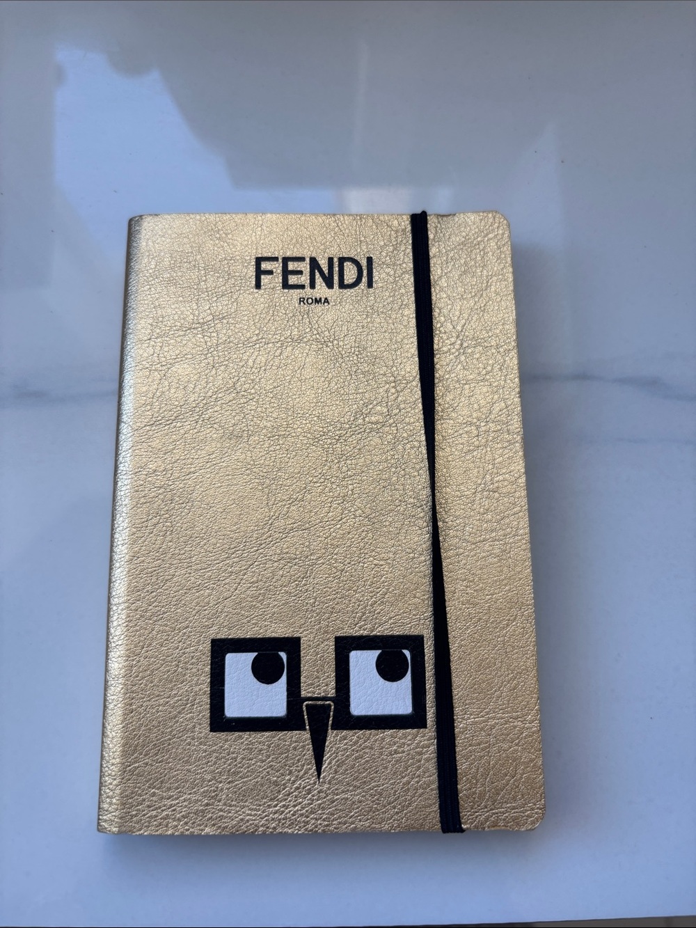 Fendi Metallic Gold Men's Notebook- with Black Graphic